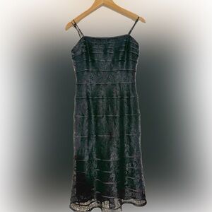 Tadashi Shoji Black Floral Lace Textured Mini Dress